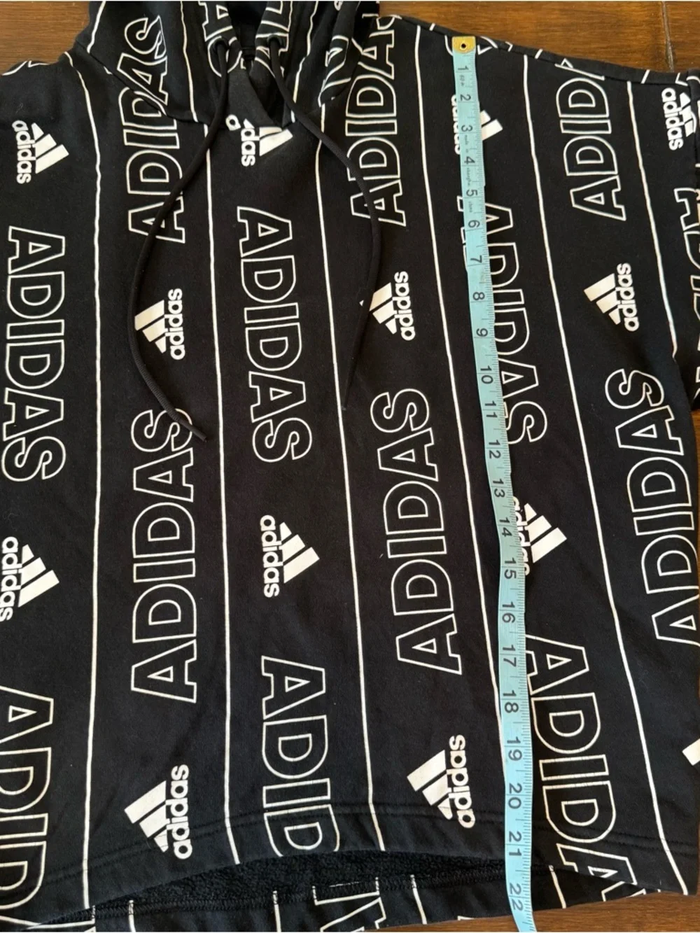 Adidas All Over Print Hoodie Logo Black & White Men’s XS Women’s S
